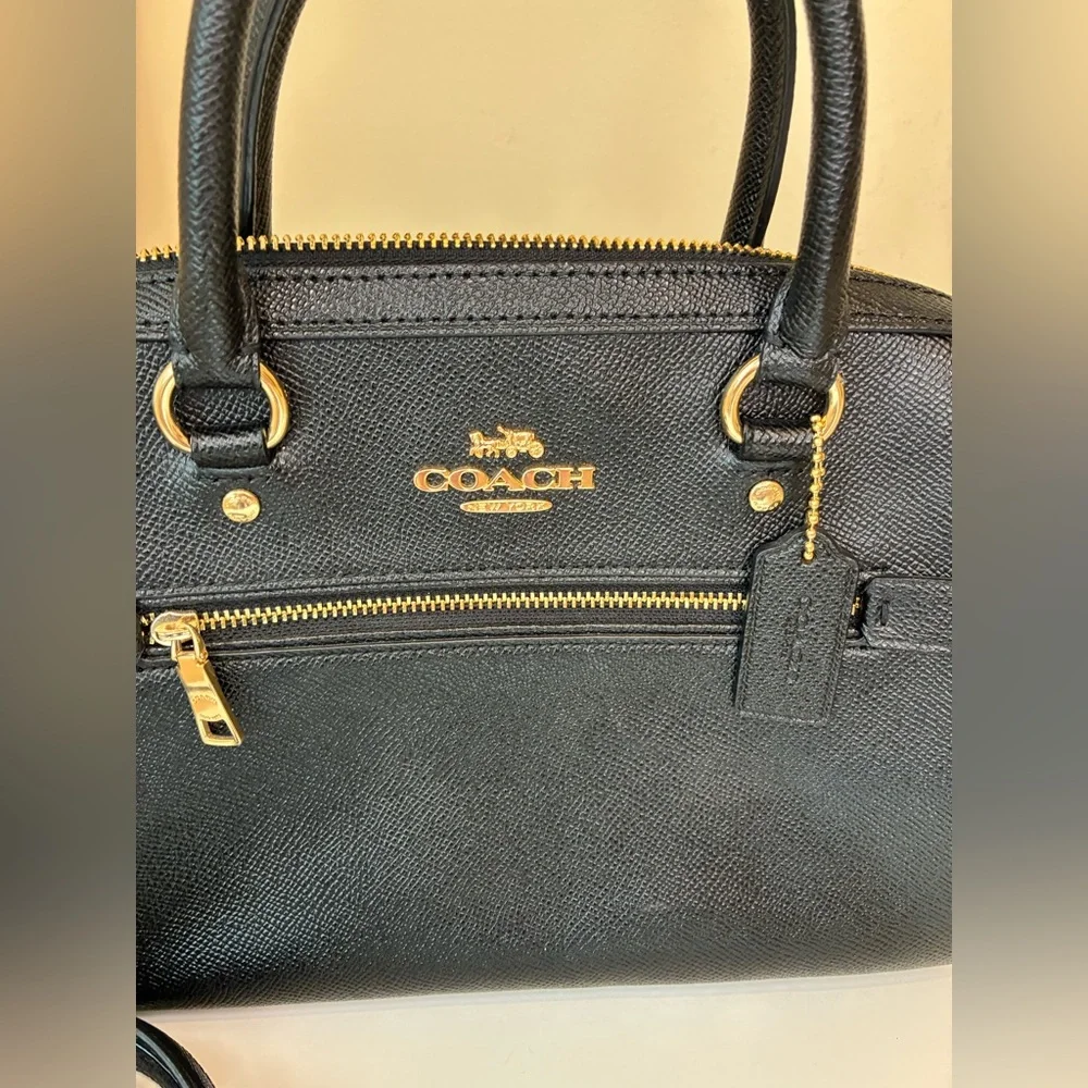 Coach Rowan Satchel in Black Crossgrain Leather